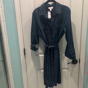 LOFT Indigo Denim Button-Up Dress